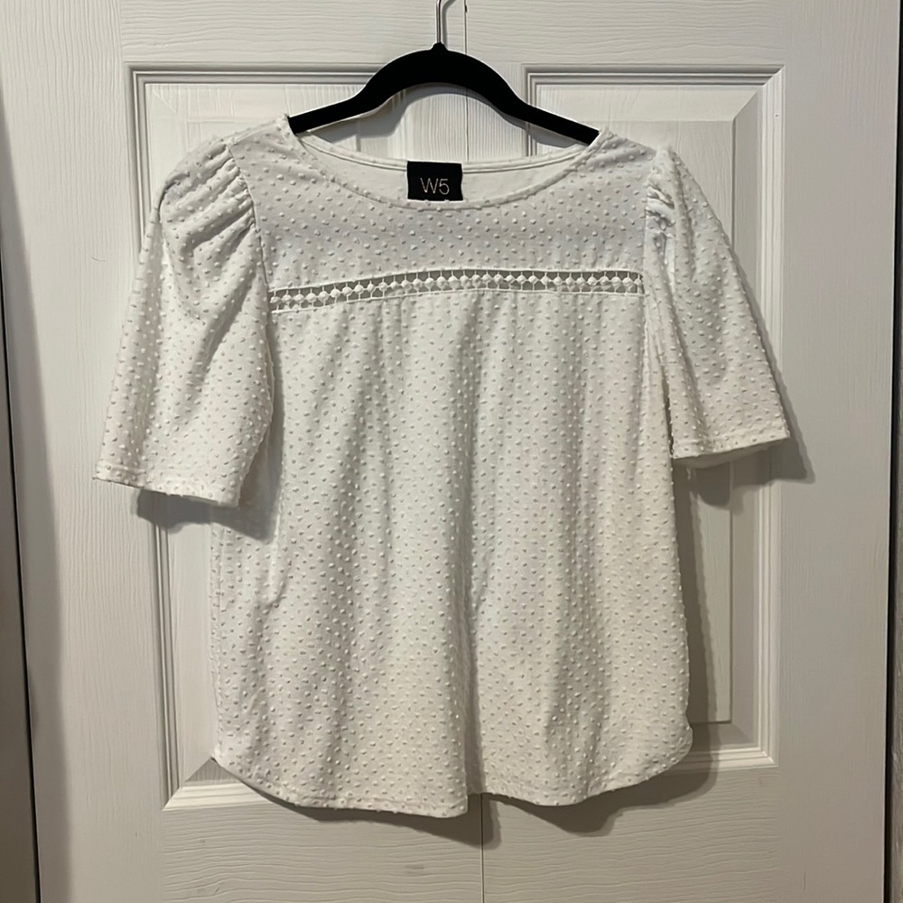 White Polka Dot Short-Sleeved Top
